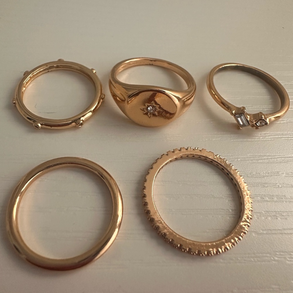 T.J.Maxx Rose Gold Stackable Ring Set - Five Pieces